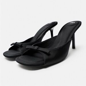 zara black mule heels with bow EU 38